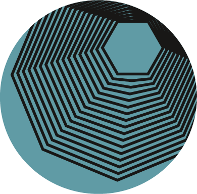 Geometrisches Designmuster mit hexagonalen Linien in Schwarz und Blau